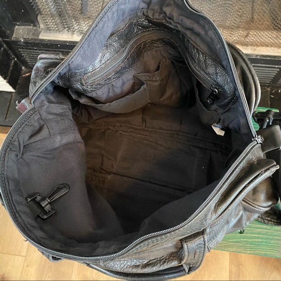 Ping Vintage Leather Duffle Bag Shoulder Golf Carry On Black 90s Weekender - Picture 4 of 12